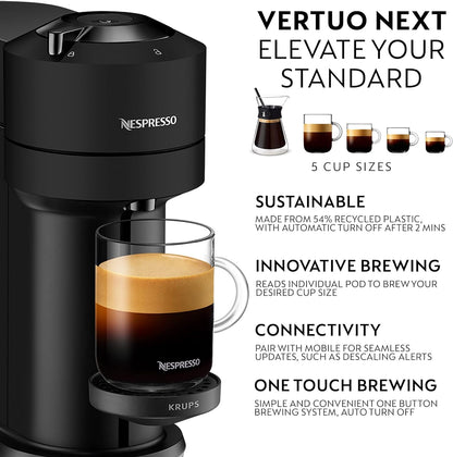 Nespresso Vertuo Next Coffee Machine, Centrifusion Technology, Wi-Fi and Bluetooth Enabled, Energy Saving Design, Multiple Cup Sizes, Compatible with
