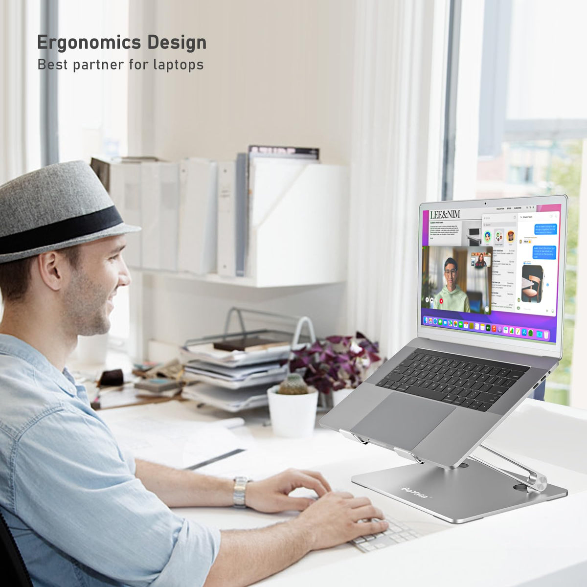 BoYata Laptop Stand, Multi-Angle Adjustable Laptop Riser with Heat-Vent