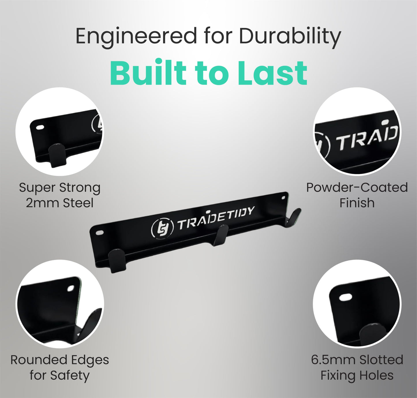 Tradetidy Coat/Hardhat Pegs Holder, Coat Hangers for Workshops, Vans, and Garage Storage, Rounded Edges for Safety, Made from 2mm Super Strong Steel