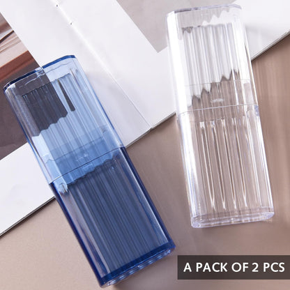 DILUSILK Cotton Bud Holder, 2 Pcs Portable Travel Cotton Bud Holder with Dustproof Lid,for Cotton Swabs, Dental Floss