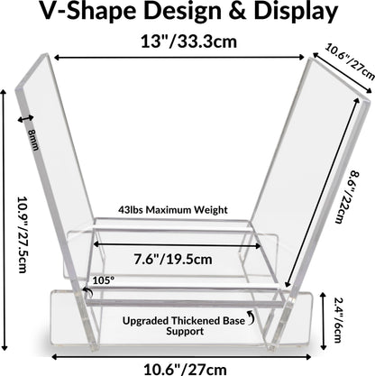 Honygebia Acrylic Vinyl Record Holder - Clear Record Album Holder, V-Shaped Vinyl Record Storage Racks, Album Holders for Vinyl Records