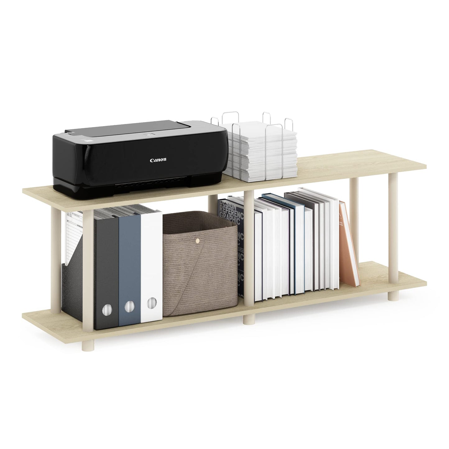 Furinno TURN-N-TUBE Display Shelf, 4-Tier Book Shelf, Storage Shelves, Toolless Open Shelves, Round Tubes, for Organization and Storage, Living Room