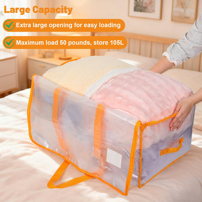 Dntorx 4 Pack 105L Moving Bags Clothes Storage Bags Drom Packing Box, Orange