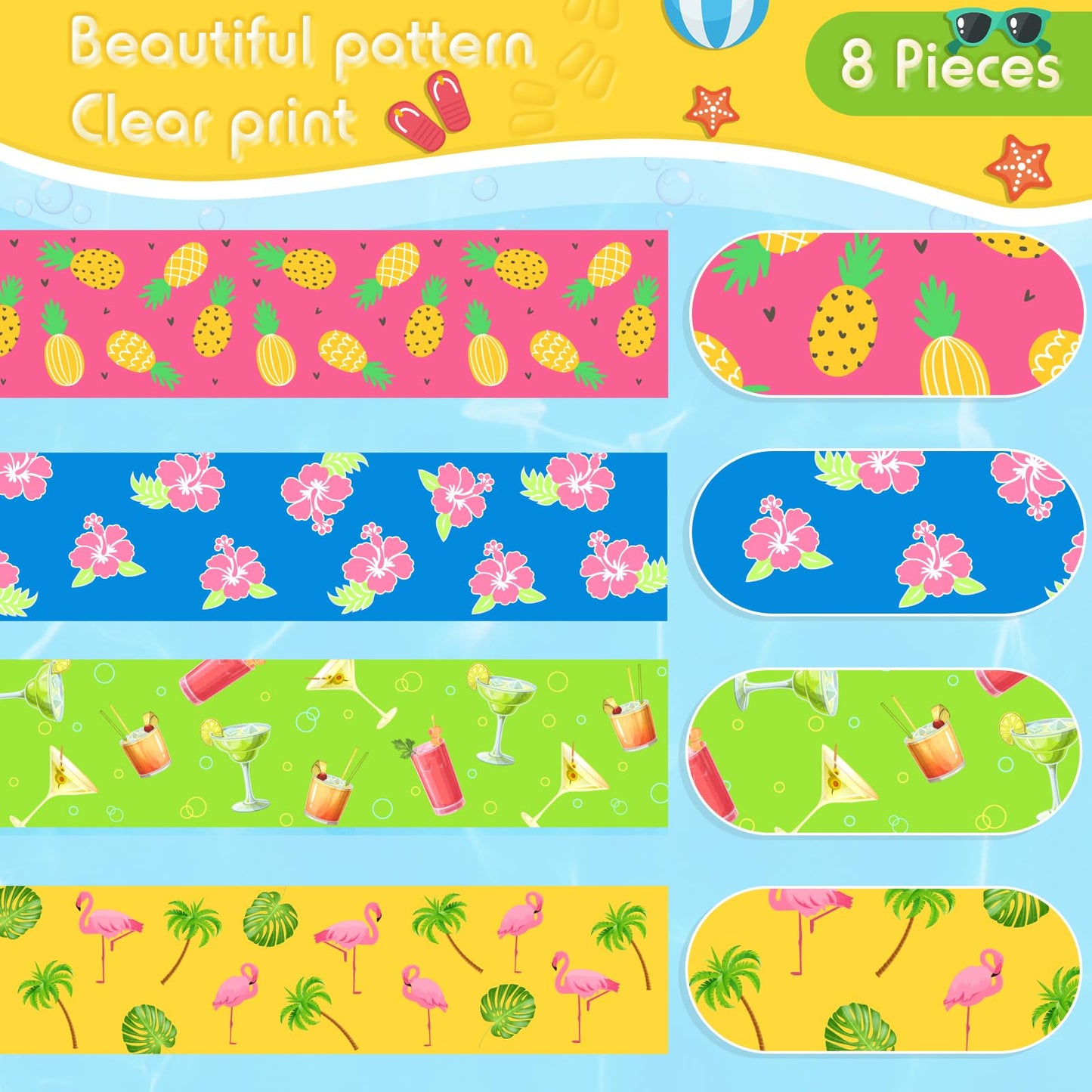 8 Pack Towel Bands for Beach Chairs Cruise Towel Clips for Lounge Beach Pool Chairs Towel Strap Holder Elastic Windproof Beach Accessories for Summer