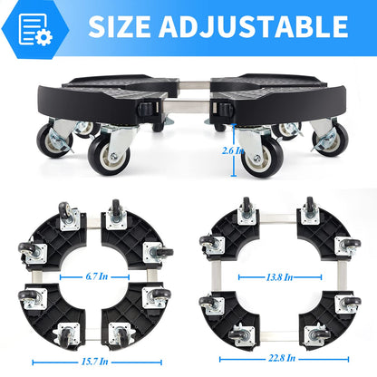 2 Pack Plant Caddy with Wheels Heavy Duty, Plant Trolley with 8 Lockable Casters, Plant Stand with Wheels Heavy Duty Adjustable 15"-21", 330lbs