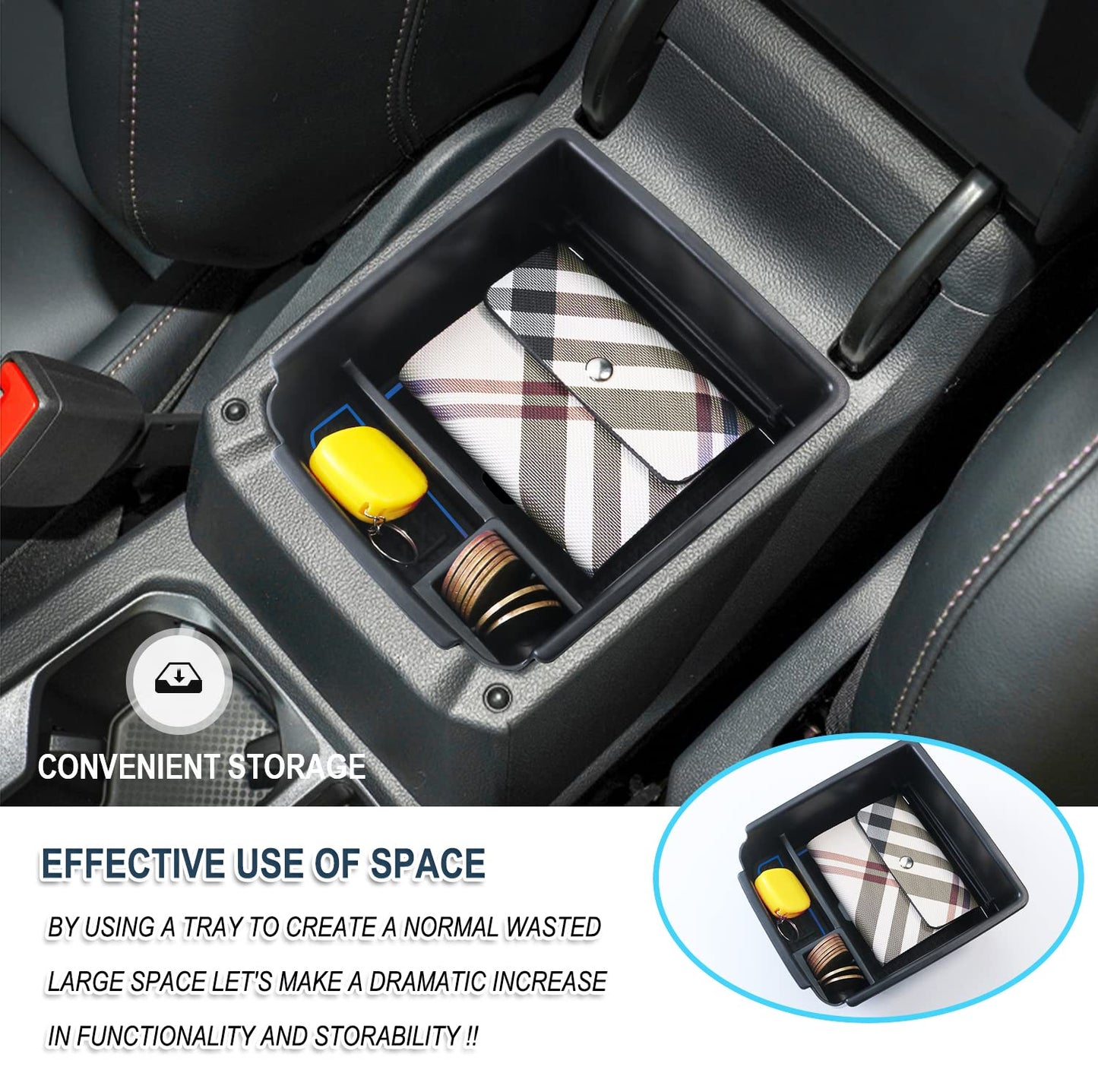 Ruiya Compatible with VW Tiguan 2 MK2 2017-2023 Centre Console Storage Box, Tiguan 2 Armrest Organiser Tray Centre Armrest Car Storage Box Centre