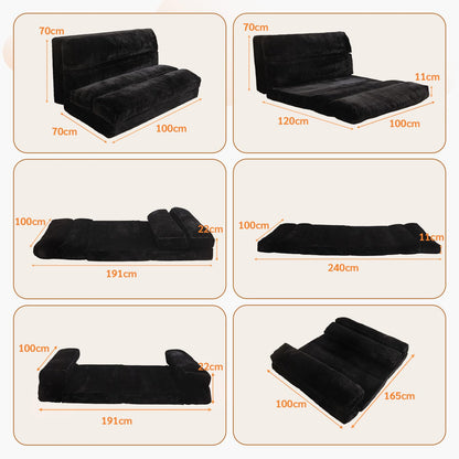 MAXYOYO Bean Bag Bed Folding Sofa Bed Floor Mattress for Adults, Extra Thick 6 Fold Floor Sofa Floor Couch for Bedroom Living Room, Black, 100x240 cm