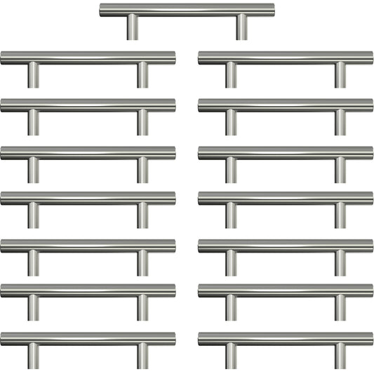 AwmnSrman Kitchen Cupboard Handles Silver 15 Pack 96 mm(3,78 inch) Hole Center, Brushed Finish Stainless Steel Installation of Holes