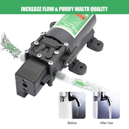 LONGRUN 12V DC Water Pump, Diaphragm Water Pump with Pressure Switch, 4.5L/Min 85 PSI High Pressure Self Priming Caravan Water Pump, Water Pressure
