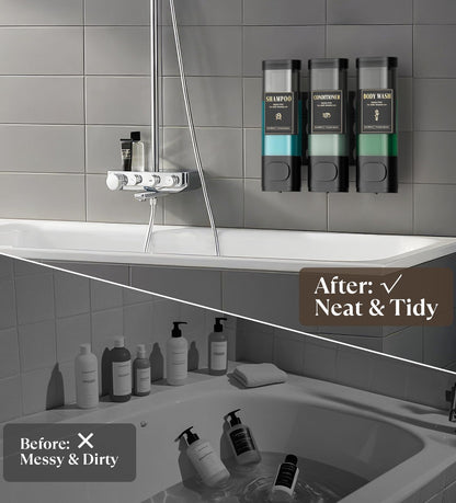 Luxspire Shampoo and Conditioner Dispenser, Shower Soap Dispenser 3-Chamber