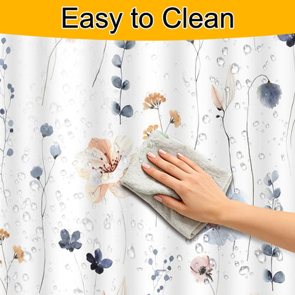 LOSYHU Shower Curtain, Mould Proof Shower Curtain for Bathroom, with 12 Hooks, 180 x 180 cm Waterproof Polyester Fabric Shower Curtains