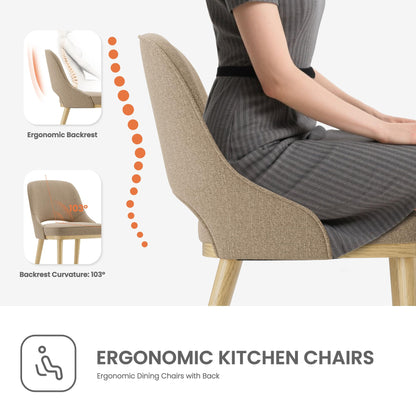 Dining Chairs Set of 6, Upholstered Dining Room Chairs with Chenille Fabric, Ergonomic Backrest, High Density Cushion & Rubber Wood Frame