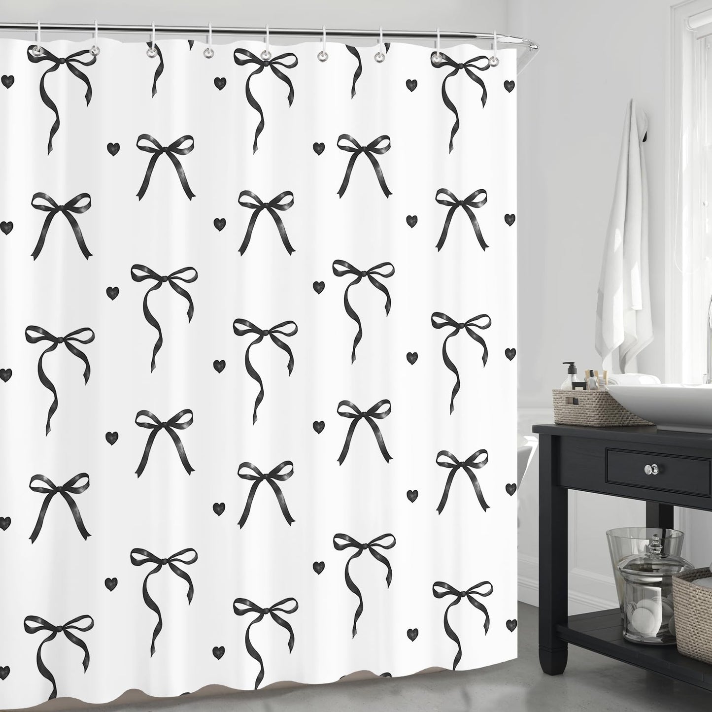 Dazzlewall Bow Shower Curtain for Bathroom Mould & Mildew Resistant