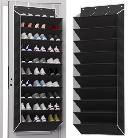 TAHAVICE Holds 30 Pairs Over Door Shoe Storage, 10-Tier Large Capacity Hanging Shoe Rack with Deep Pockets, Space-Saving Door Organiser for Bedroom