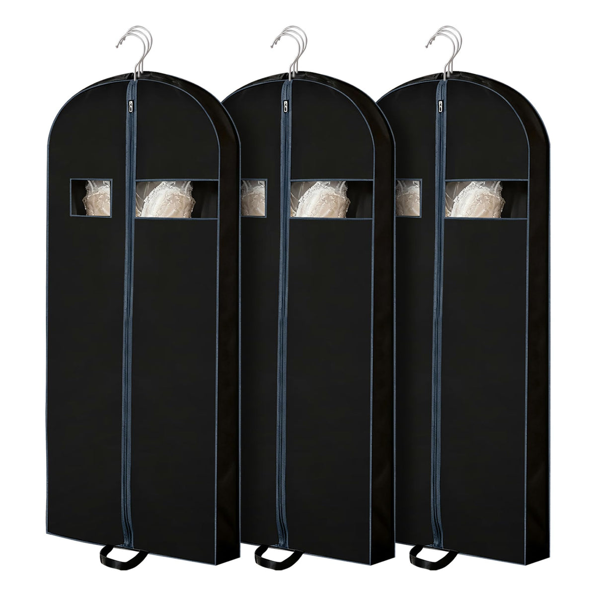 3 Pack 60 Inch Clothes Protector Covers for Wardrobe Organization and Travel - Long Garment Protectors for Dresses, Suits, Coats and Robes