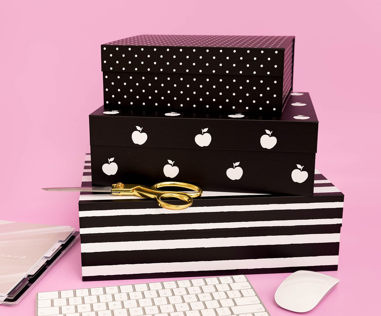 Kate Spade New York Decorative Storage Boxes with Lids, 3 Pack Sturdy Organizer Storage Bins