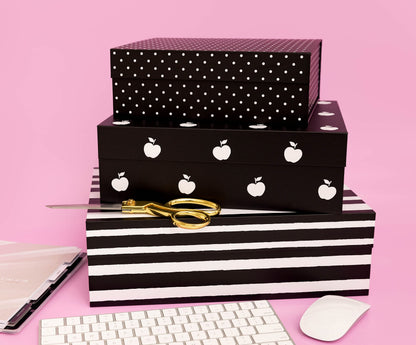 Kate Spade New York Decorative Storage Boxes with Lids, 3 Pack Sturdy Organizer Storage Bins