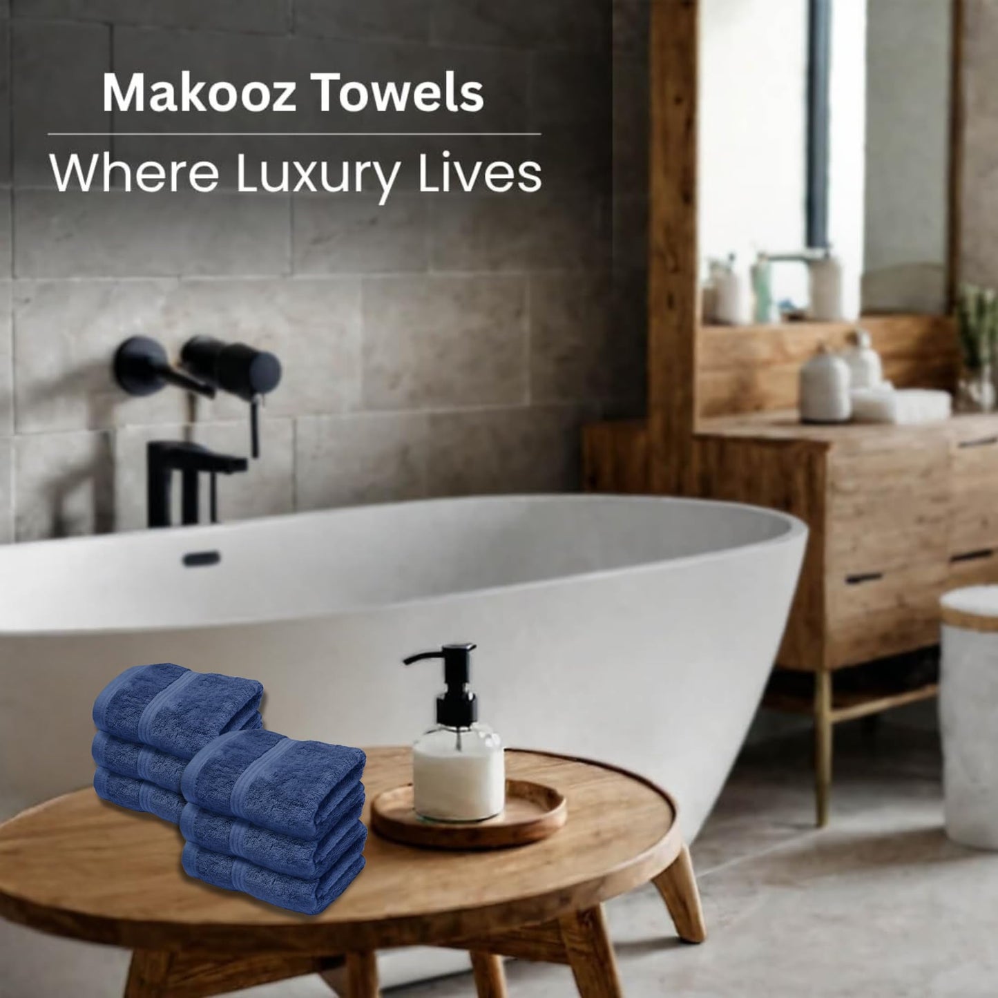 Makooz Luxurious Bamboo Face Flannels Pack of 6-700 GSM Thick Bamboo Face Cloth Towel - Silky Soft, Absorbent, Quick Dry Wash Cloth