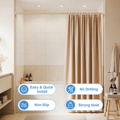 Gold Tension Rods for Curtains 113-197cm Shower Curtain Pole