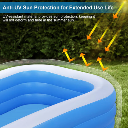 Duerer Inflatable Swimming Pools, 241cm x 142cm x 56cm Inflatable Paddling Pools for Kids Toddlers Adults, Full-Sized Family Blow up Pool Inflatable