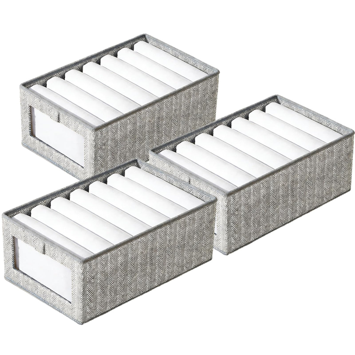 Toyosport 3 Pcs Large Clothes Storage Boxes with Clear Window, 17.3x11.8x7.9 in Foldable Wardrobe Organiser, Long-lasting Fabric Bins for Clothes