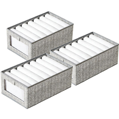 Toyosport 3 Pcs Large Clothes Storage Boxes with Clear Window, 17.3x11.8x7.9 in Foldable Wardrobe Organiser, Long-lasting Fabric Bins for Clothes