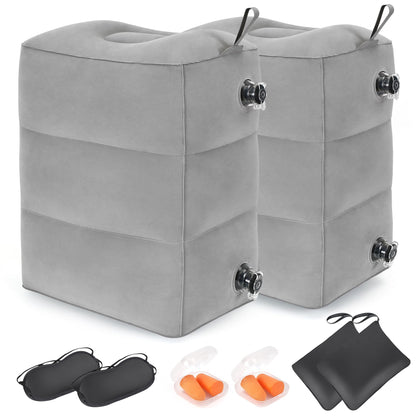 RISEPRO Inflatable Travel Foot Rest Pillow, Adjustable 3 Layers Height Leg Rest Pillow, Kids Airplane Bed, Adults Travel Essentials on Plane, Trains