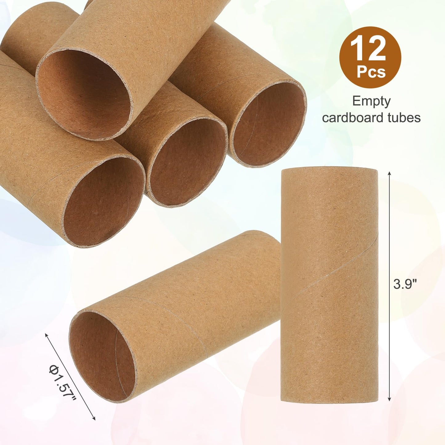 PATIKIL 12 Pcs Cardboard Tubes 1.6 x 3.9 Inch Toilet Paper Rollers Bulk for Crafts Empty Round Towel Tissue for Creative Design Crafting Supplies