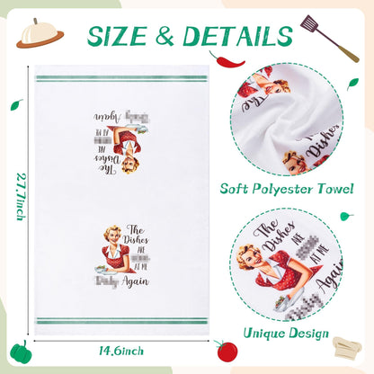 R HORSE 5Pcs Kitchen Dish Towel Funny Joked Themed Kitchen Dishcloth Absorbent Retro Sassy Lady Cleaning Dishcloth Bar Hilarious Hand Towel Gift for
