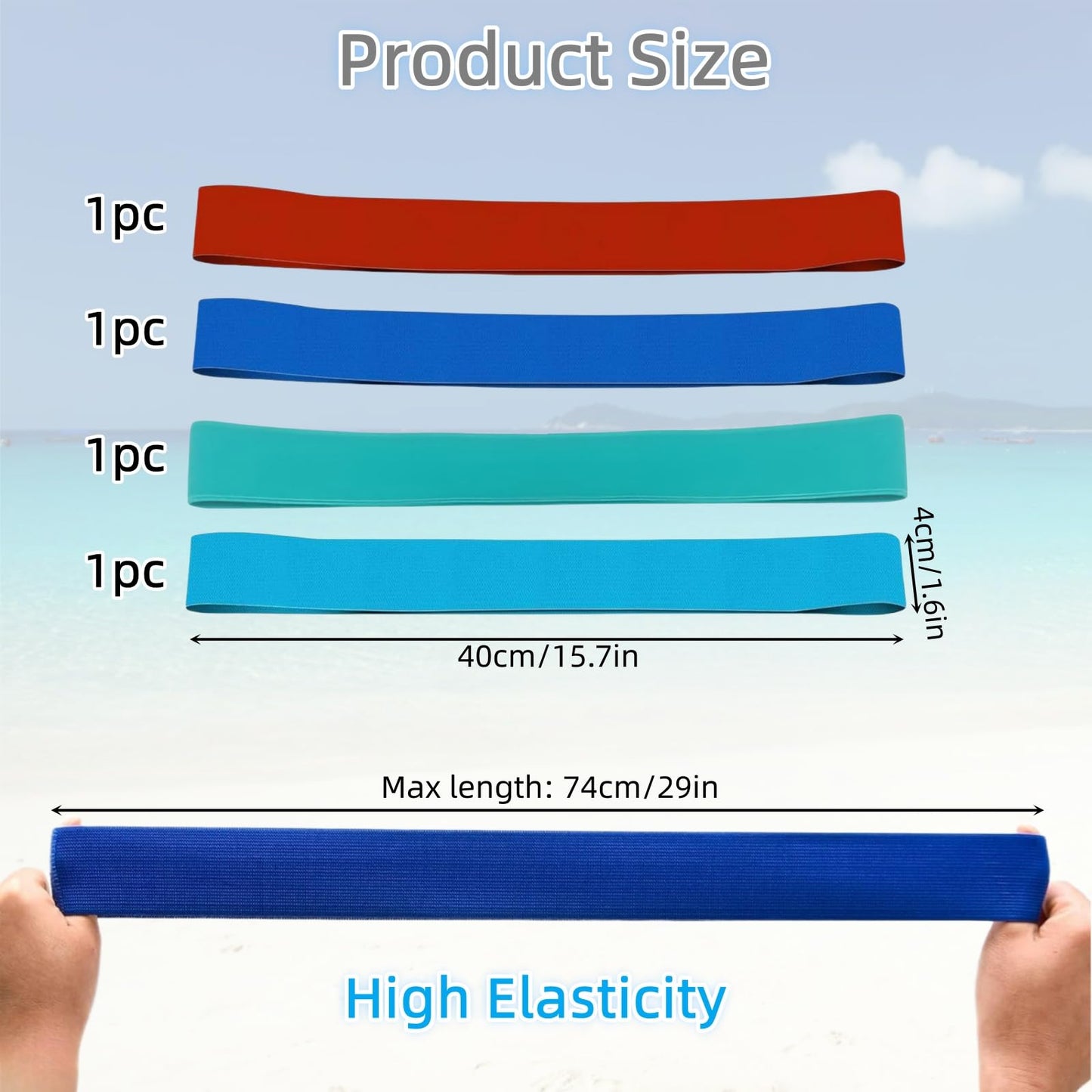4 Pack Towel Bands, Beach Towel Clips for Pool & Cruise Chairs Elastic Sunbed Towel Craber Windproof Towel Holder Strap for Beach Chair