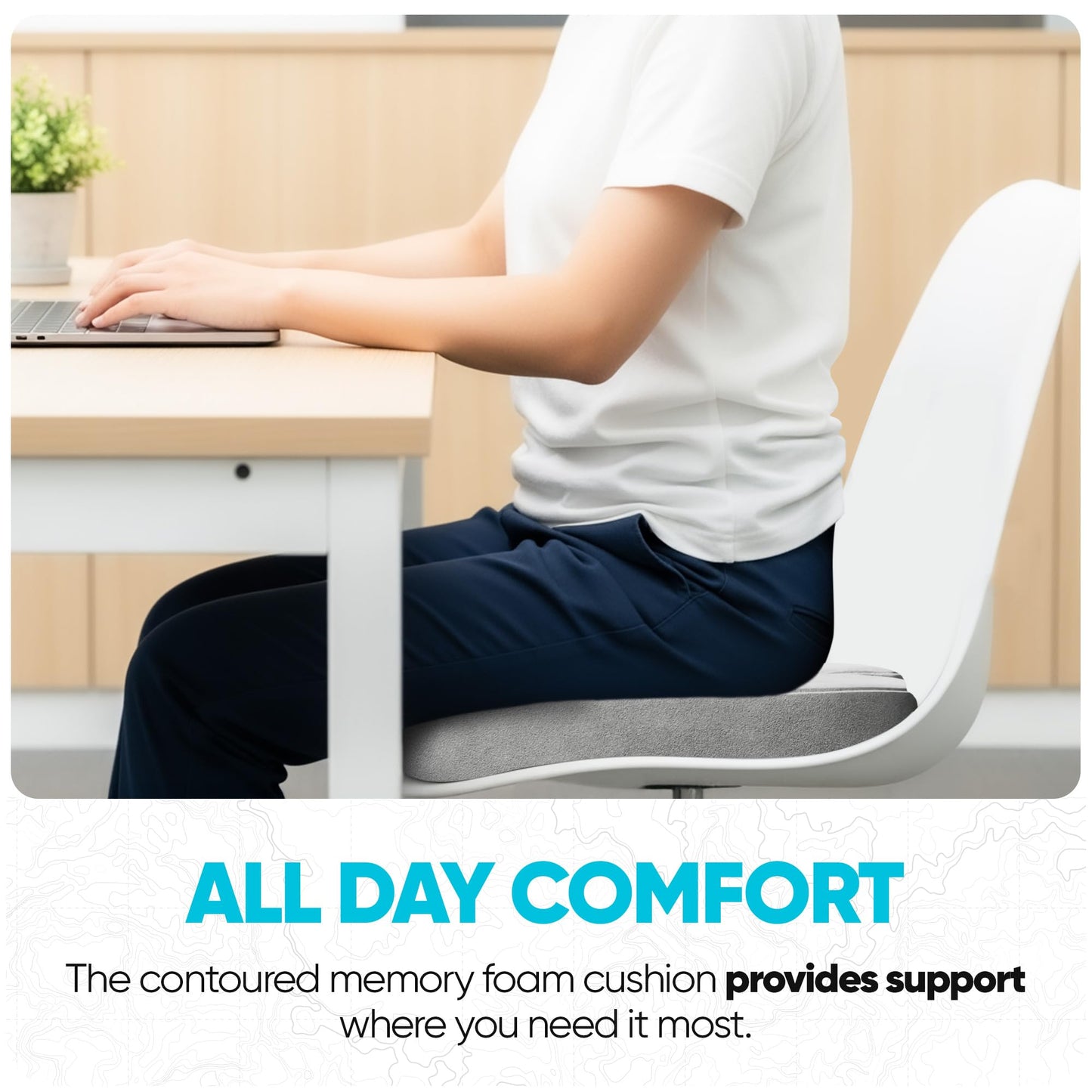 FORTEM Seat Cushion, Office Chair Cushion, Memory Foam Pillow for Sitting