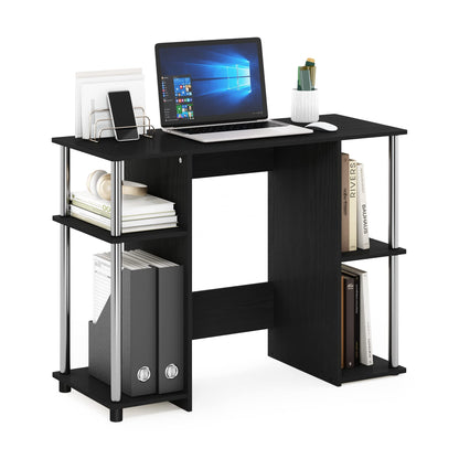 Furinno Computer Study Desk, Engineered Wood, Americano/Stainless Steel, 39.5 (D) x 97.51 (W) x 72.59 (H) cm