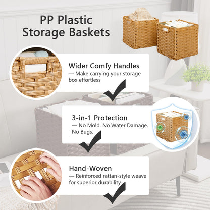 Mangata 28 cm Storage Cube Boxes for 30 cm Closet, Rattan Effect Storage Baskets, Wicker Woven Polyrattan Material Closet Organizer, 28x28x28 cm