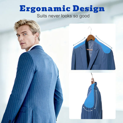 HOUSE DAY Wooden Hangers for Clothes,6pcs Heavy Duty Coat Hangers Walnut Wood for Suit,Clothes Hanger for Adult