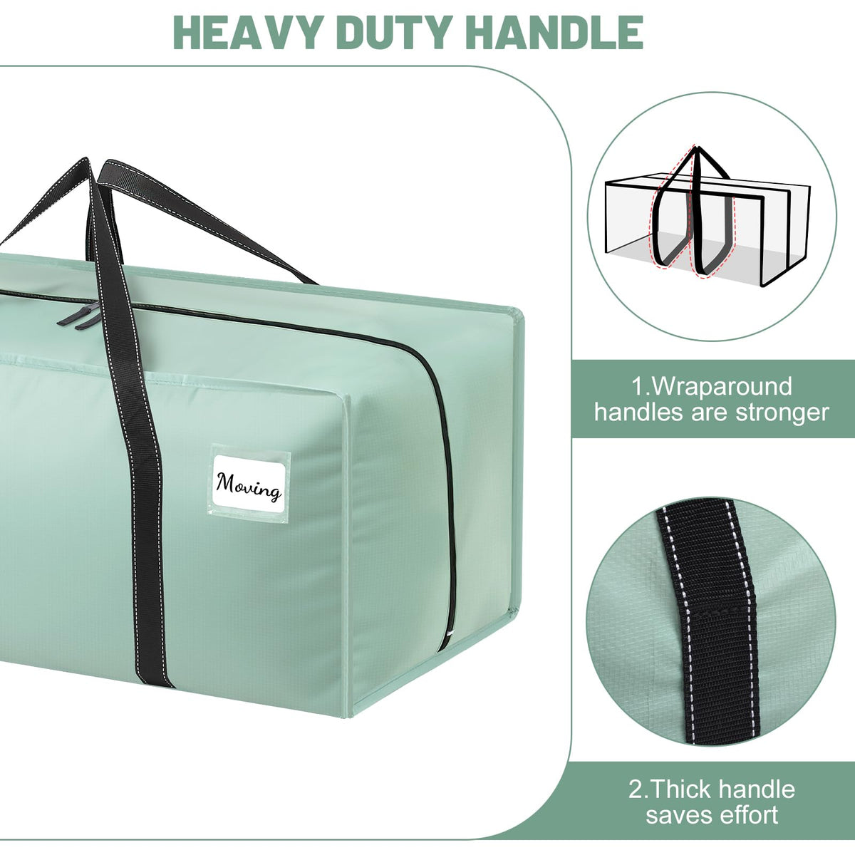 Dntorx 8 Pack 90L Moving Bags, Heavy Duty Waterproof Storage Bags, Green