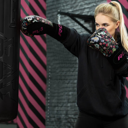 RDX Women Boxing Gloves for Training, Muay Thai  Flora Skin Ladies Mitts for Sparring, Kickboxing - Good for Punch Bag, Focus Pads and Double End