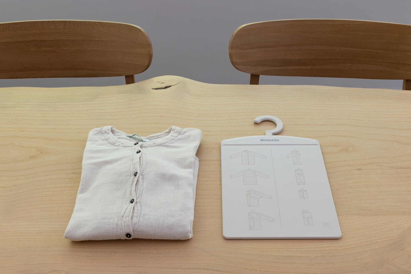 Brabantia - Folding Board - Easy to Use Table Folder - for T-Shirts & Sweaters - Clothes Hanger with Hook - Wardrobe Accessory - Clothes Organiser