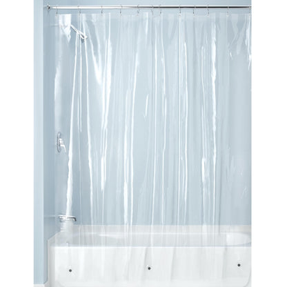 iDesign Waterproof Shower Curtain, Long Shower Curtain Made of Mould-Free PEVA, Stylish and Water Repellent Shower Liner for Bathroom, Clear