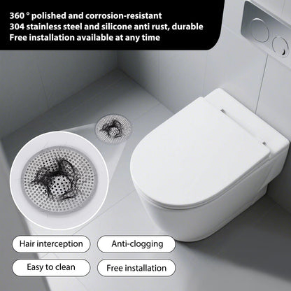 Shower Drain Hair Catcher 2Pcs 12cm Bathroom Sink Strainer Reusable Robust Stainless Steel Mesh with Silicone Plughole Protector Super Seal Filter