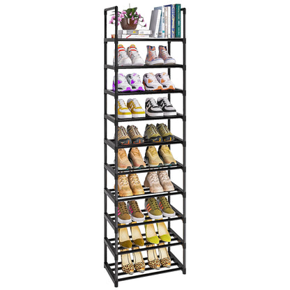 OYREL Shoe Rack, 10 Tier Tall Sturdy Metal Shoe Storage Organizer Black