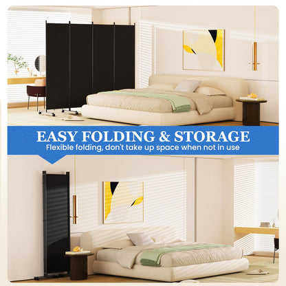 4 Panel Room Divider 183CM Folding Privacy Screens with Lockable Wheels