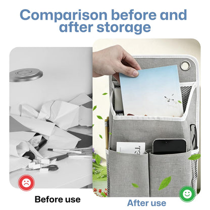 2PCS Wall Hanging Storage Bag, Grey Foldable Hanging Organiser 30x22x10cm