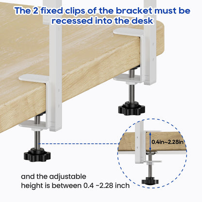 THYGIFTREE Clamp On Desk Shelf 2-Tier, Desk Extender Accessories for Office Gaming Accessories, Tabletop Book Storage Rack