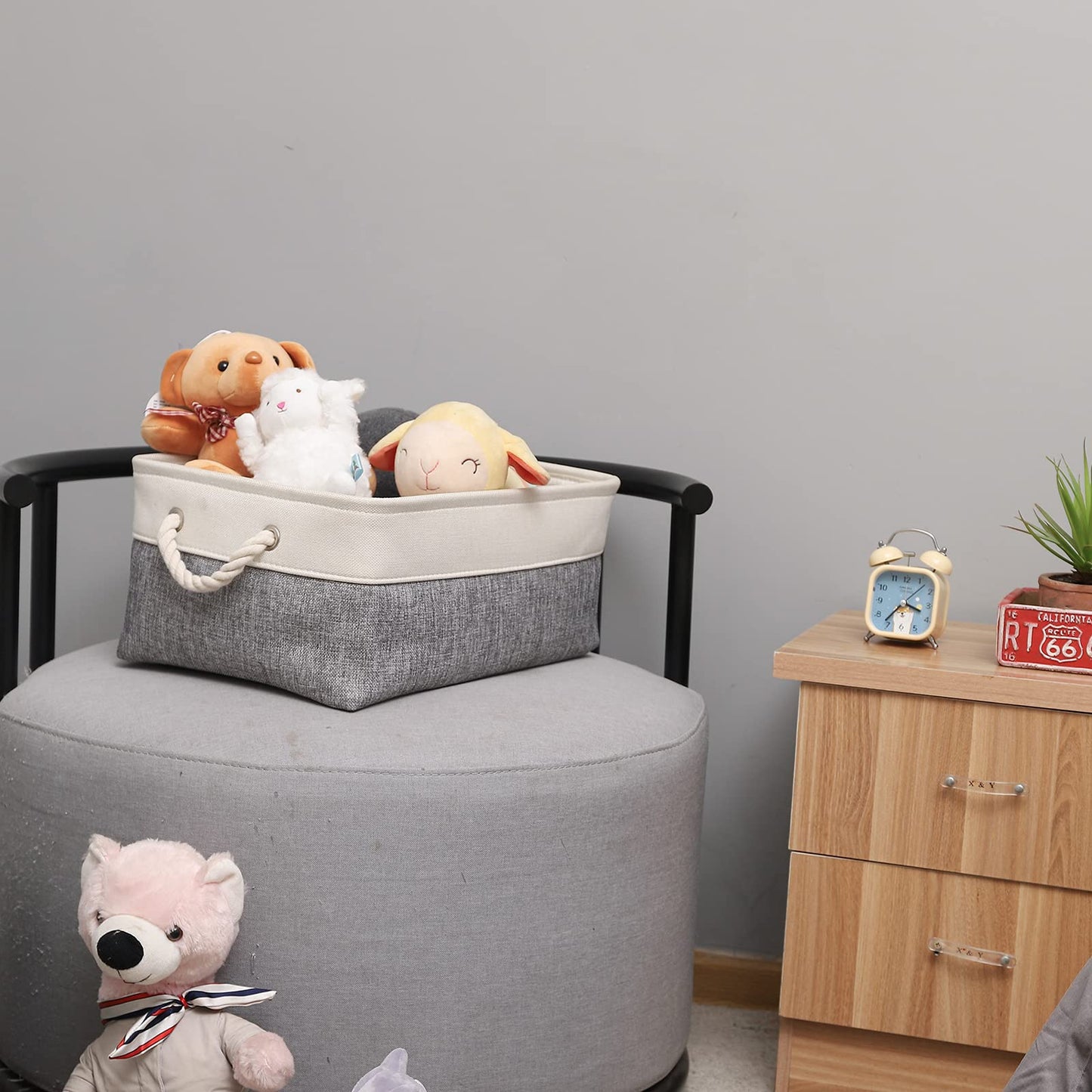 PWVMWM Small Storage Box with Handles, Foldable Wardrobe Baskets for Storage, Canvas Linen Storage Baskets for Clothes, Toys, Towels, Office Products