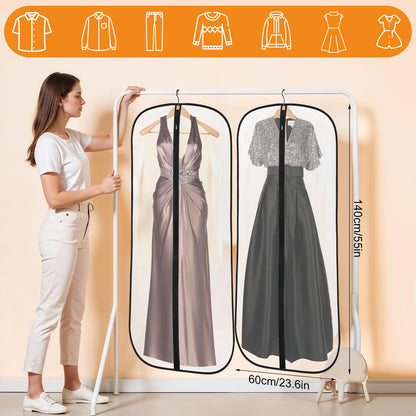 12 Pack Garment Bags, PEVA Dress Bags Covers Long, Clothes Covers 55in