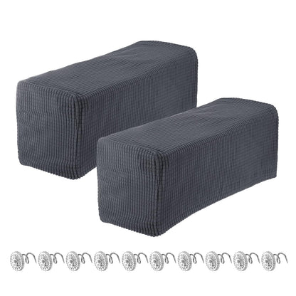 sourcing map 2pcs Stretch Armrest Covers for Chairs/Sofas, Couch Arm Covers with Twist Pin, Furniture Protector Slipcovers Dark Grey