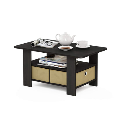 Furinno Andrey Coffee Table with Bin Drawer, Espresso/Brown, 80 (W) x 39.6 (H) x 48.3 (D) cm
