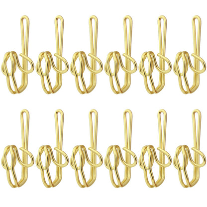 Alaoo 120 Pack Curtain Hooks, Metal Curtain Hooks, Gold Curtain Header, Heavy Duty Curtain Hooks, Tape Drapery Hooks for Drapery Shower Curtain