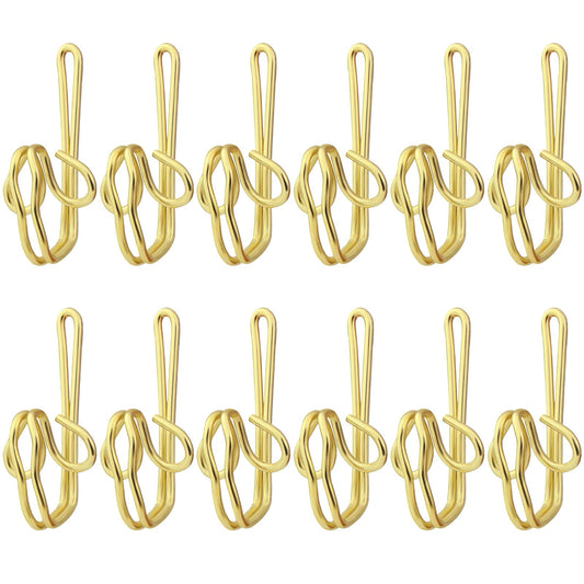 Alaoo 120 Pack Curtain Hooks, Metal Curtain Hooks, Gold Curtain Header, Heavy Duty Curtain Hooks, Tape Drapery Hooks for Drapery Shower Curtain