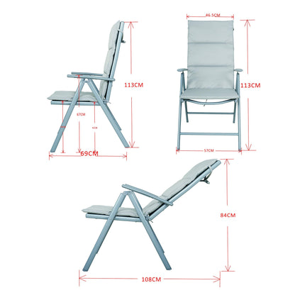 Chicreat Camping Folding Chairs with Upholstery, Set of 2, Silver/Grey